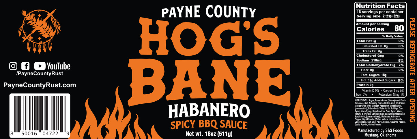 Payne County Hog's Bane Habanero BBQ Sauce - Big Rock Foods
