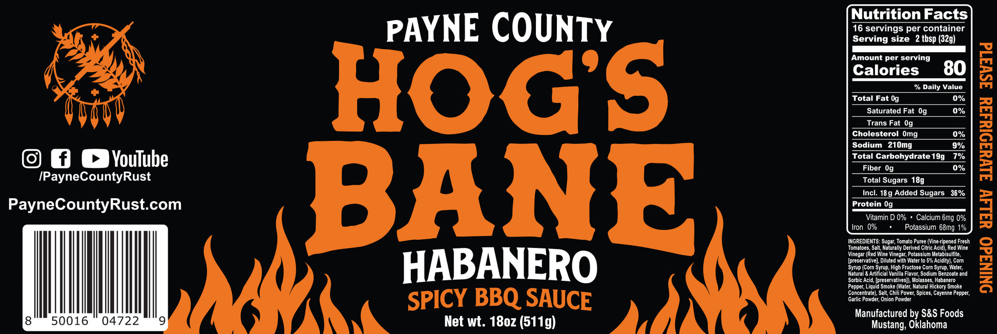 Payne County Hog's Bane Habanero BBQ Sauce - Big Rock Foods