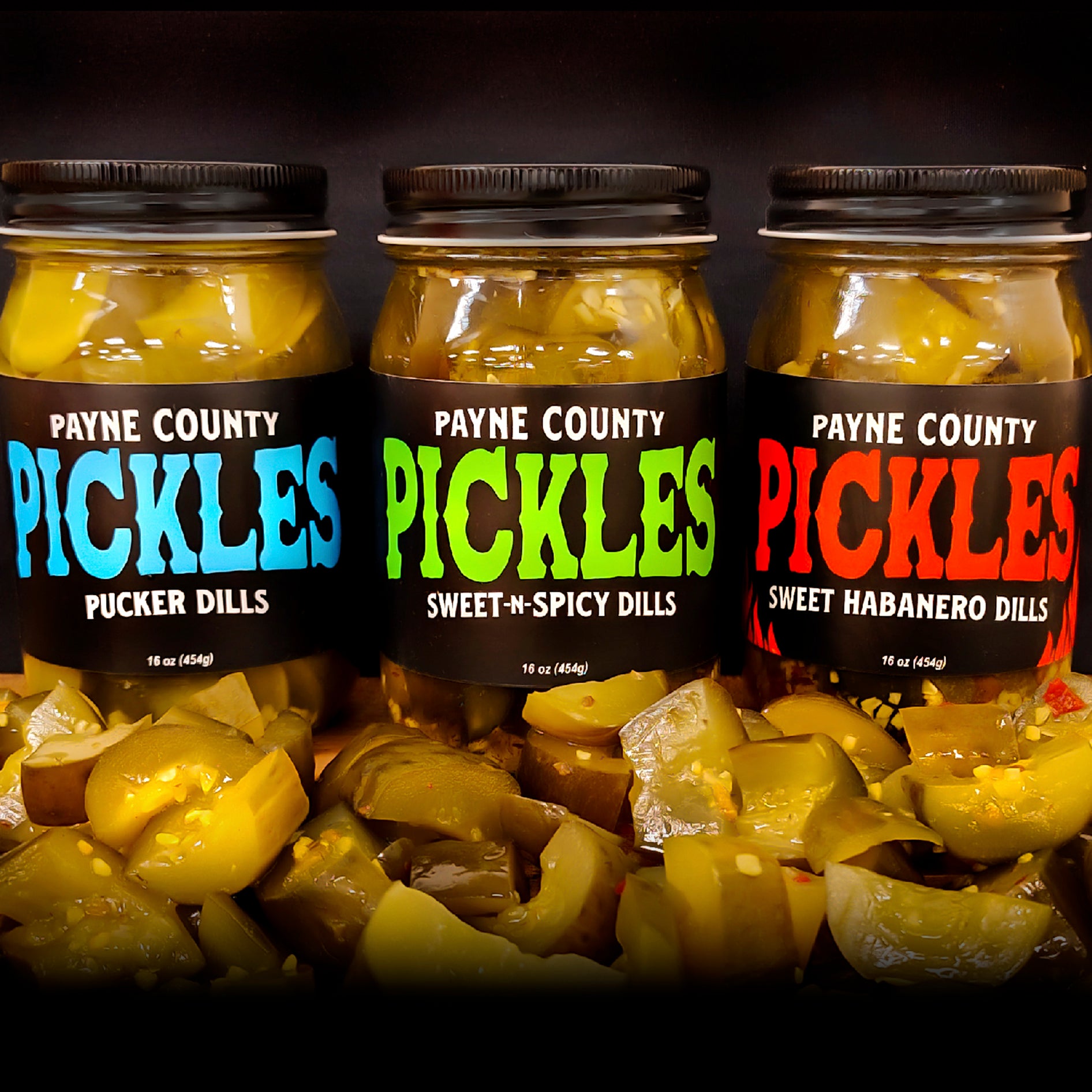 Payne County Griller’s Gift Set with Payne County Rust, Payne County Gold, Payne County Hog's Bane BBQ Sauce, Payne County Sweet-n-Spicy Pickles, Payne County Pucker Dill Pickles - Big Rock Foods